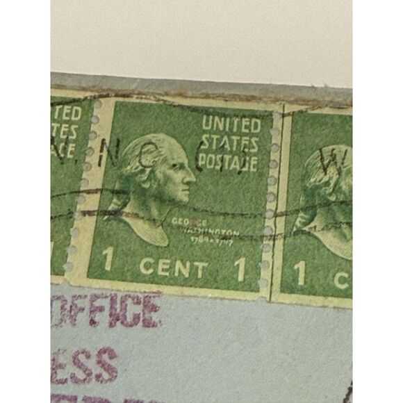 George Washington 1 One Cent Stamp 1789-1797 Green (13 Attached ) as shown - Picture 3 of 5